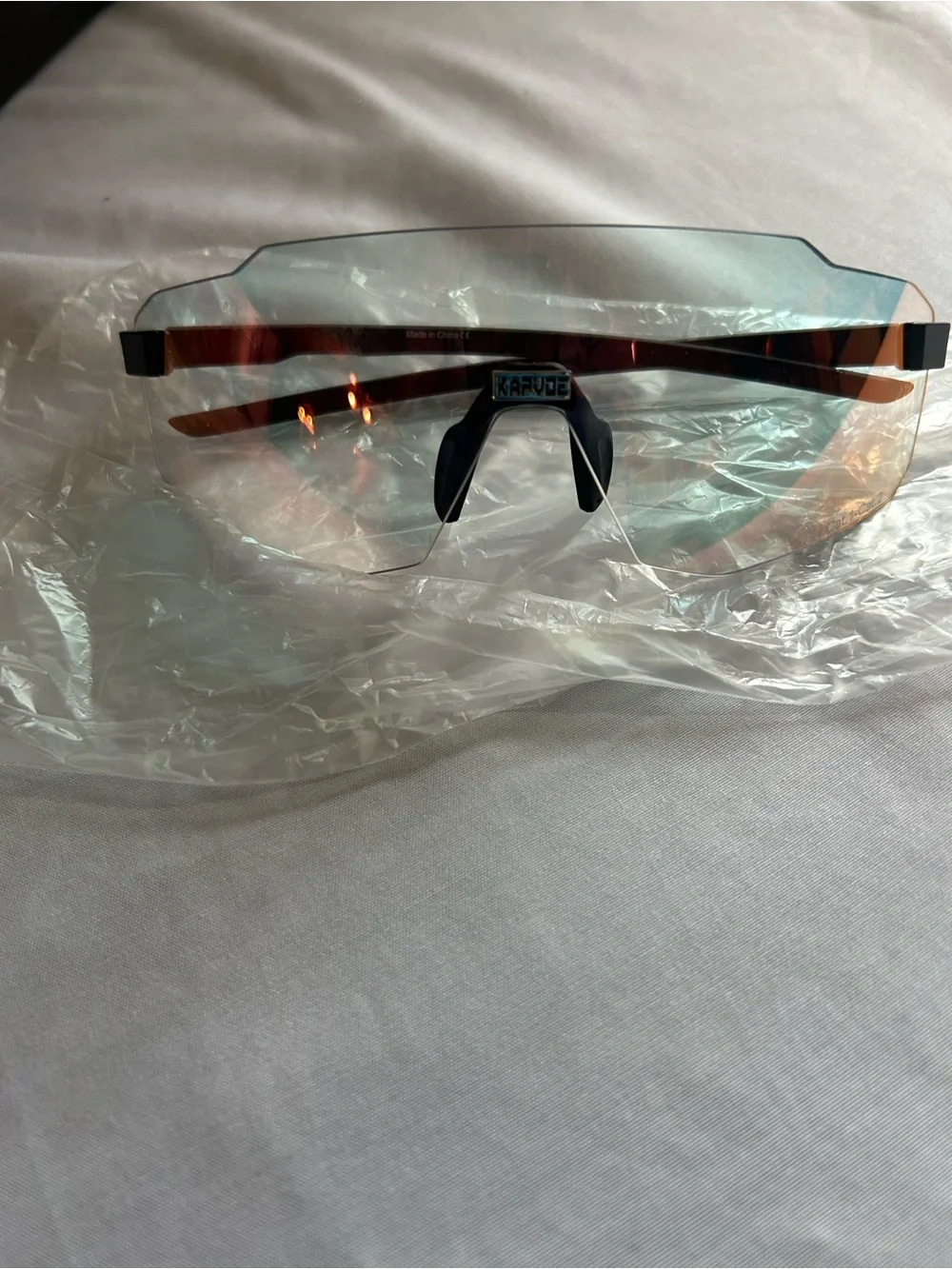 KAPVOE Shield Sports Sunglasses - Orange/Tint Lens
